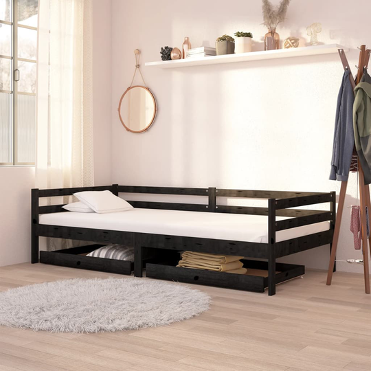 vidaXL skuffer til daybed 2 stk. massivt fyrretræ sort