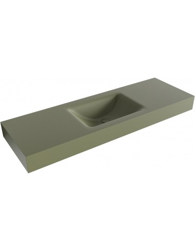CLOUD væghængt håndvask 140 x 46 cm Solid surface - Armygrøn