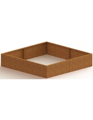Miami højbed uden bund H100 x B200 x D200 cm i corten stål