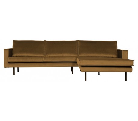 Rodeo Sofa med højrevendt chaiselong i velour 300 x 155 cm - Honninggul