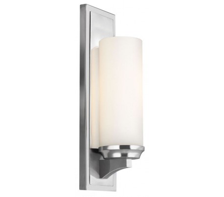 Amalia Badeværelseslampe i stål og glas H40,6 cm 1 x G9 LED - Poleret krom/Hvid