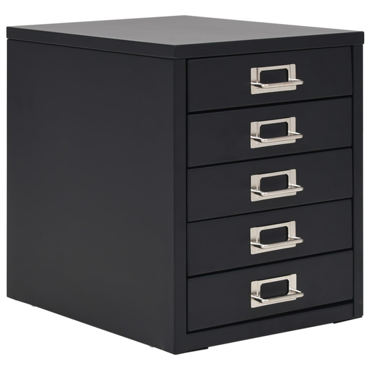 vidaXL arkivskab med 5 skuffer metal 28 x 35 x 35 cm sort