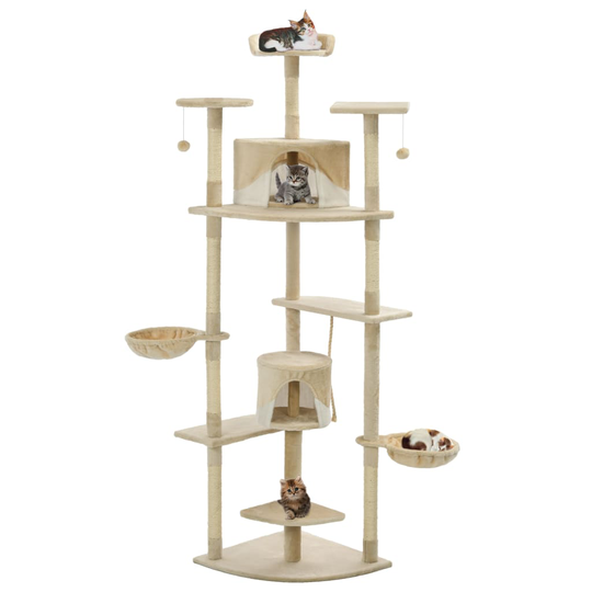 vidaXL kattetræ med sisalkradsestolper 203 cm beige og hvid