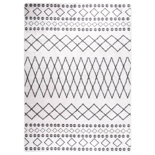 vidaXL gulvtæppe 120x180 cm skridsikkert og vaskbart sort og hvid