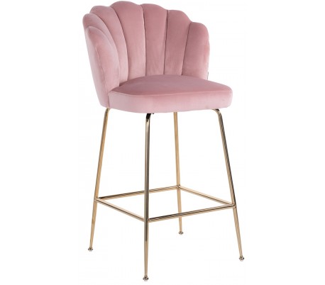 Pippa barstol i velour H113 cm - Guld/Pink