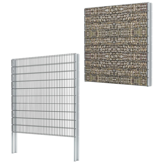 vidaXL 2D gabionhegn galvaniseret stål 2,008x2,03 m 16 m grå