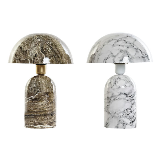 Bordlampe DKD Home Decor Metal Brun Hvid Marmor 220 V 50 W (26 x 26 x 38 cm) (2 enheder)