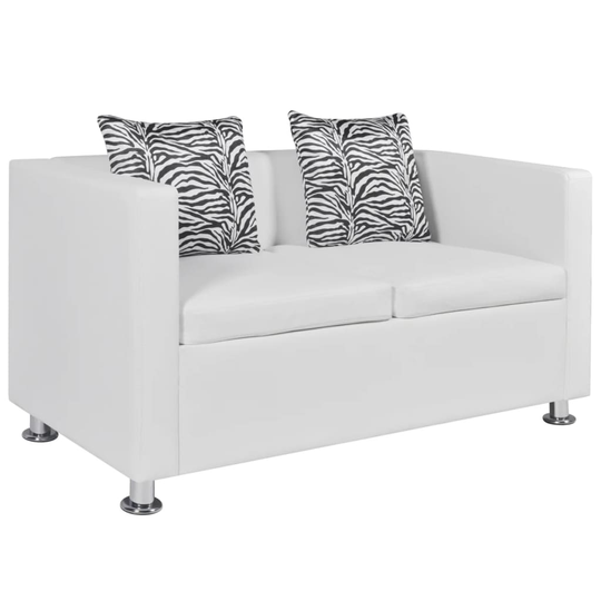 vidaXL sofa 2-pers. kunstlæder hvid