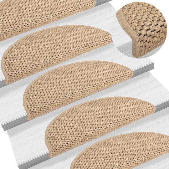vidaXL selvklæbende trappemåtter 15 stk. 56x20 cm sisal-look sandfarve