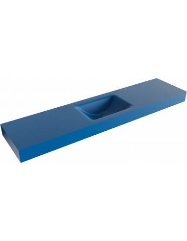 CLOUD væghængt håndvask 190 x 46 cm Solid surface - Jeansblå