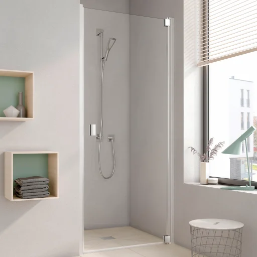 Kermi Raya 1WR brusedør 80x200 cm, højrevendt, til niche eller med fast væg TWD, klart glas