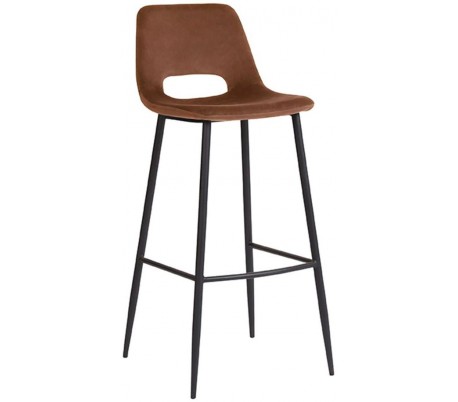Barstol i velour og metal H107 cm - Rust