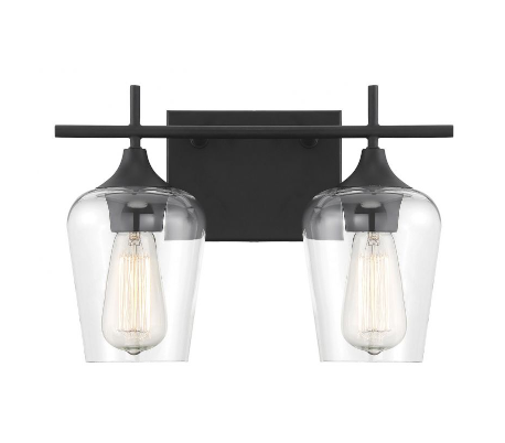 Octave 2 Badeværelseslampe B35 cm - Mat sort/Klar