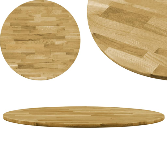 vidaXL bordplade i massivt egetræ rundt 23 mm 400 mm
