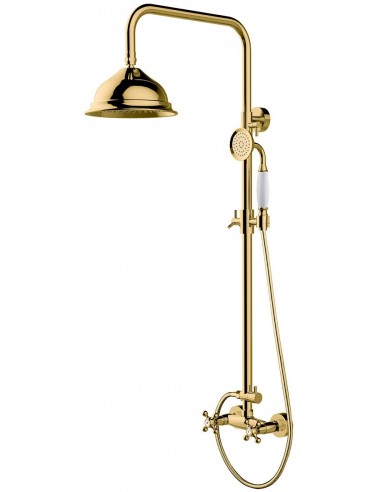 RETRO brusesæt m/termostat H90 - 128 cm - Blank guld/Hvid