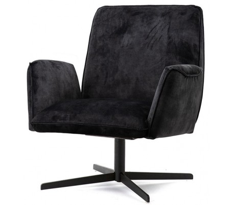 Lænestol i velour og metal H88 x B75 x D80 cm - Antracit