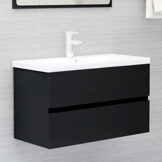 vidaXL vaskeskab 80x38,5x45 cm spånplade sort