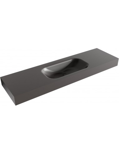 BIG SMALL væghængt håndvask 160 x 46 cm Solid surface - Mørkegrå