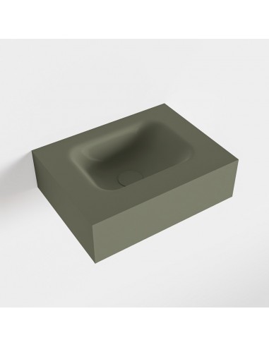 LEX væghængt håndvask 40 x 30 cm Solid surface - Armygrøn