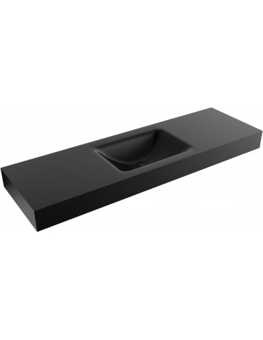 CLOUD væghængt håndvask 150 x 46 cm Solid surface - Sort
