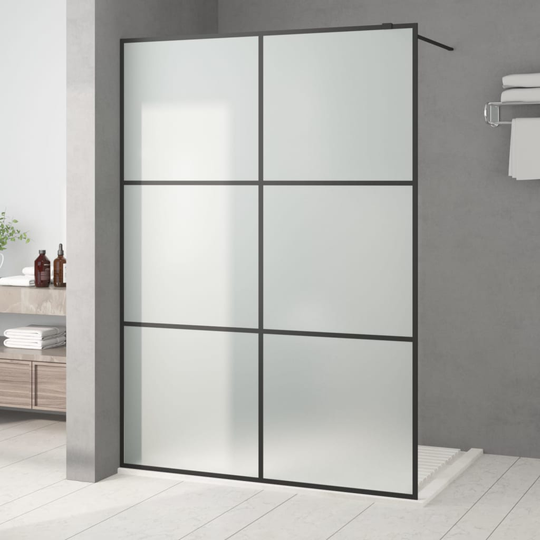 vidaXL brusevæg 140x195 cm matteret sikkerhedsglas sort