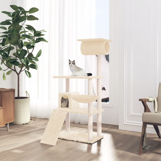 vidaXL kradsetræ med sisalkradsestolper 131 cm cremefarvet