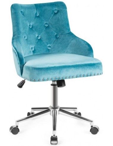 Kontorstol i velour H84 - 98 cm - Krom/Turkis