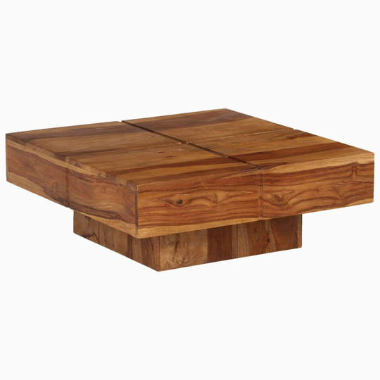 vidaXL sofabord i massivt sheeshamtræ 80 x 80 x 30 cm