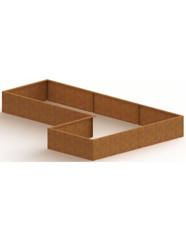 Kansas højbed uden bund H40 x B360 x D120/240 cm i corten stål