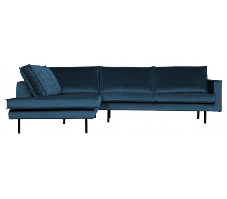 Rodeo Hjørnesofa venstrevendt i velour 266 x 213 cm - Blå