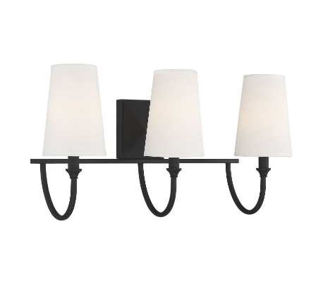 Cameron 3 Badeværelseslampe B61 cm - Mat sort/Hvid