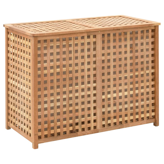 vidaXL vasketøjskurv 87,5 x 46 x 67 cm massivt valnøddetræ