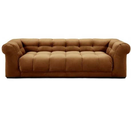 Cobble Hill 3,5 personers sofa i velour B235 cm - Sort/Cognac