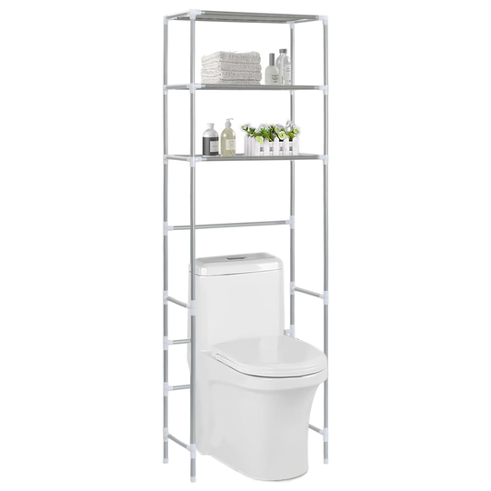 vidaXL opbevaringsstativ i 3 niveauer 53x28x169 cm sølvfarvet
