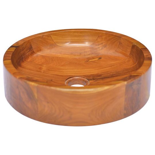 vidaXL håndvask Φ40x10 cm massivt teaktræ