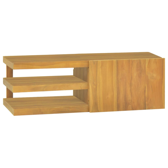 vidaXL væghængt badeværelsesskab 90x40x30 cm massivt teaktræ