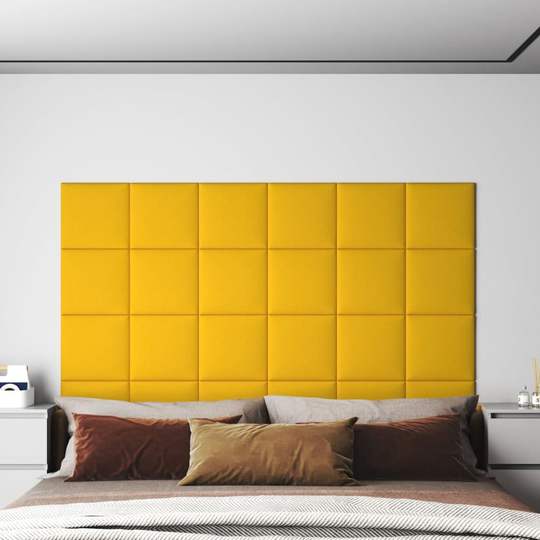 vidaXL vægpaneler 12 stk. 30x30 cm 1,08 m² fløjl gul