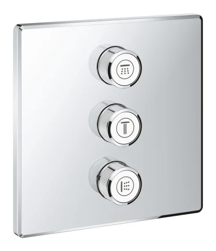 Grohe Grohtherm SmartControl Volume kvadratisk kontrolsæt, 3 udtag, krom