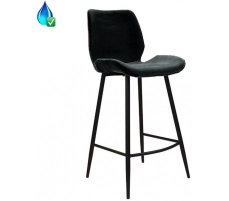 Miami Barstol i velour H112 cm - Sort/Antracit