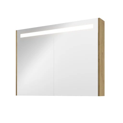Sanibell Proline spejlskab med belysning, 100x74 cm, ideal eg