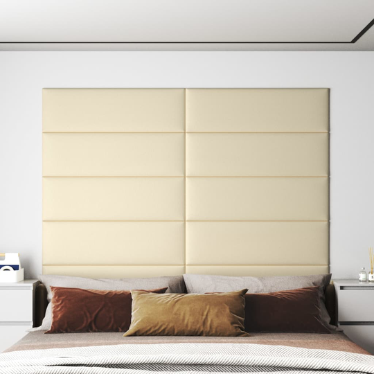 vidaXL vægpaneler 12 stk. 90x30 cm 3,24 m² kunstlæder cremefarvet