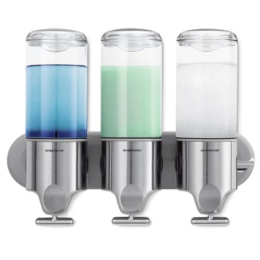 Simplehuman væghængt dispenser, 3 x 444 ml, børstet stål