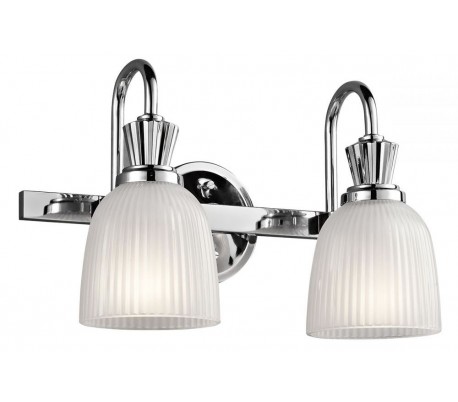 Cora Badeværelseslampe i stål og glas B40,6 cm 2 x G9 LED - Poleret krom/Hvid