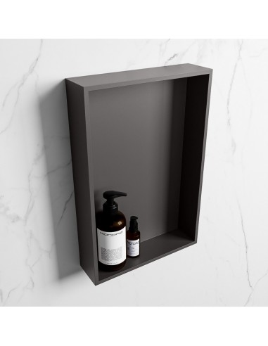 EASY hylde til badeværelset 44,5 x 29,5 cm Solid surface - Mørkegrå