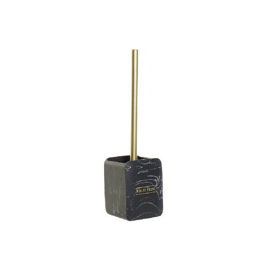 Toiletbørste DKD Home Decor Sort Gylden Metal Harpiks Marmor (9,5 x 9,5 x 37 cm)