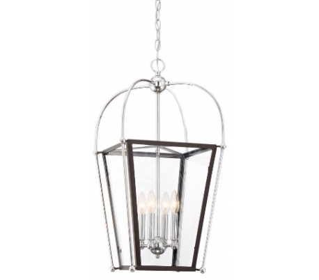 Dunbar 4 Lysekrone 36 x 36 cm - Poleret krom/Mat sort/Klar