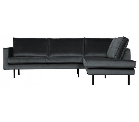 Rodeo Hjørnesofa højrevendt i velour 266 x 213 cm - Mørkegrå