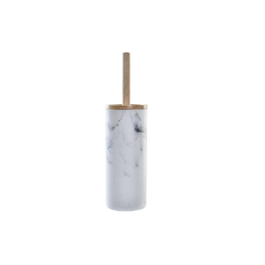 Toiletbørste DKD Home Decor Scandi Natur Aluminium Hvid Naturgummi Harpiks (10,3 x 10,3 x 38 cm)