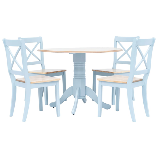 vidaXL spisebordssæt i 5 dele massivt gummitræ grå og brun