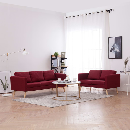 vidaXL sofasæt i 2 dele stof vinrød